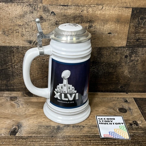 NFL Super Bowl XLVI Indianapolis 2012 Stein Mug Memorabilia Collectible Football Cover