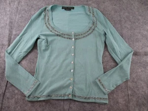 Cárdigan Laura Ashley mediano manga larga abotonable para mujer azul cuello redondo - Imagen 1 de 13