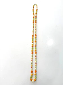 Vintage Yellow Green and Orange Glass Beaded Necklace Costume Fashion Jewelry - Picture 1 of 6
