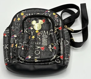 Disney Mickey Mouse Mini Backpack Purse – Black Patterned – 10"x8" - Picture 1 of 6