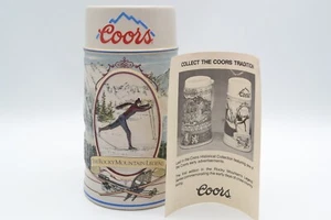 Coors 1991 Beer Stein Mug Rocky Mountain Legend Skier Scene – Made in Brazil - Picture 1 of 9