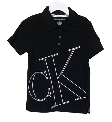 Camisa Polo Calvin Klein Jeans Logo Niños Talla 5 Negra Manga Corta 100% Algodón Foto 1 de 4
