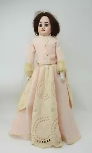 Antique Bisque Leather Doll 20" 3200 DEP Brown Hair Victorian Pink Mouth open - Picture 1 of 12