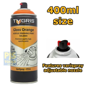 Tygris P314 400ml gloss orange acrylic top coat finishing spray paint RAL2004 - Picture 1 of 2