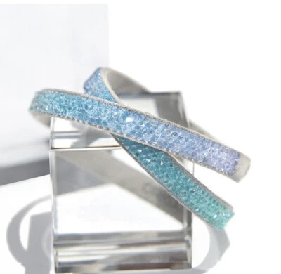 "BRAZALETE DOBLE ENVOLTURA CRISTAL SWAROVSKI OMBRÉ AZUL BÚHO ORIGAMI NUEVO EN CAJA 6,5""-8""" Foto 1 de 3