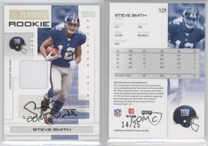 2007 Playoff NFL Playoffs /25 Steve Smith #129 Rookie Auto RC
