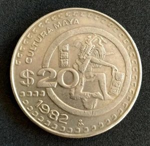 Mexiko 1980 $ 20 Pesos Maya-Kultur mexikanisches Erbe Sammlermünze echt - Bild 1 von 5