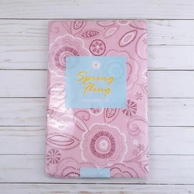 Vinyl Tablecloth Pink Spring Flowers 52x70 - Image 1 of 2