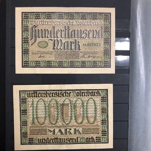 Württembergische Notenbank 100000 einhunderttausend Mark 1923 - Bild 1 von 1