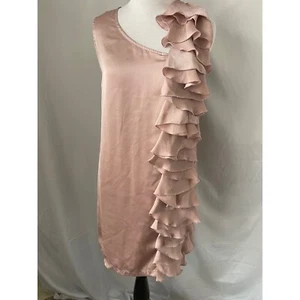 Go International Champagne Satin Ruffle Down Sleeveless Midi Dress - Picture 1 of 11