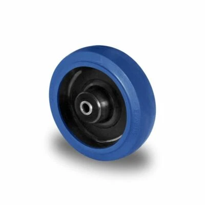 Blue Wheels Transportrollen 80 mm Vollgummi Rad Rolle Schwerlastrollen Lenkrolle
