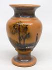 Antique Hand Painted Ocean Scene Yellow Orange Ware Vase 3 5/8"