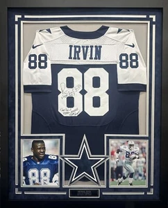 Michael Irvin Autographed Hand Signed Custom Framed Dallas Cowboys Jersey - JSA - Picture 1 of 3
