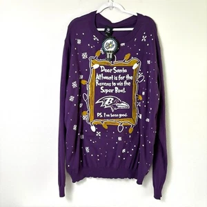 Baltimore Ravens NFL Team Apparel Ugly Christmas Sweater Size 2XL Light Up Neu mit Etikett - Bild 1 von 9