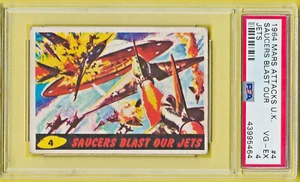 1964 MARS ATTACKS U.K. #4 - SAUCERS BLAST OUR JETS - PSA 4 - VG-EX EXTRA RARE! - Picture 1 of 5