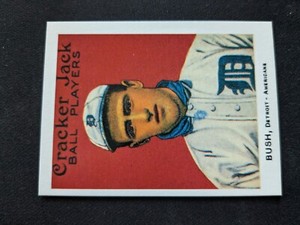 1915 Cracker Jack Reprint Baseball Card # 122 Owen Bush - Detroit Tigers