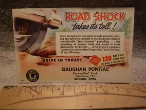 1949-54 Pontiac Service Reminder Post Card 'ROAD SHOCK Takes Its Toll ! ' - Picture 1 of 2