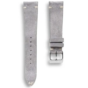 19 mm Gris Gamuza De Colección Italiana Puntada Superior Grano Cuero Correa de Banda - Imagen 1 de 4
