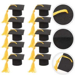 10 Pcs Bachelor's Hat Ornaments Baby Bride Graduation Cap Toppers for Cake Prop - Picture 1 of 12