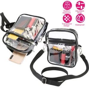 2Pcs Clear Transparent Tote Bag w/ Zipper Stadium Approved Sports Handbag Purse - Picture 1 of 13