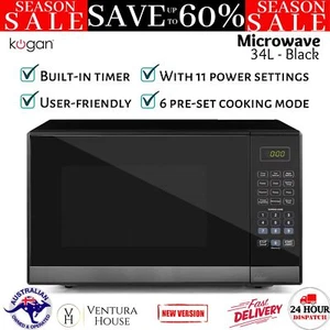 Kogan 34L Microwave with Mirror Finish (Black) Defrost Reheat Warmer Cooker Oven - Picture 1 of 12