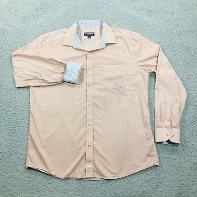 Camisa Johnston & Murphy Para Hombre Grande Beige Abotonada Diseñador Geométrico Puños Abatibles Foto 1 de 4