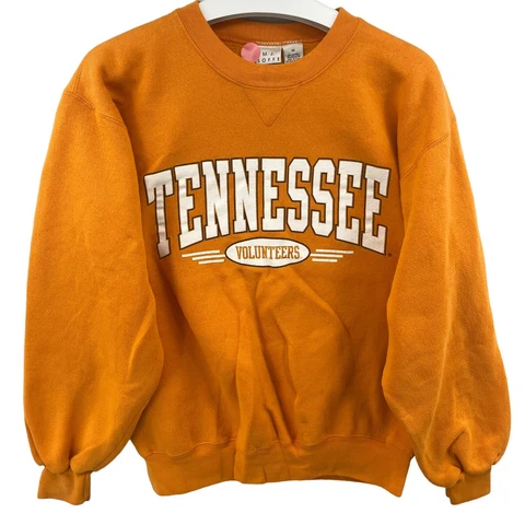 Vintage TENNESSEE VOLUNTEERS Sweater Adult Medium Spellout Orange Made in USA Cover
