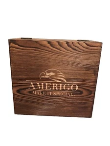 Amerigo Whiskey Glass Set With Whiskey Stones In Wooden Box ~Father's Day Gift~ - Picture 1 of 13