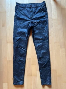 H&M Divided Jeans schmale Hose Crinkle hoher Bund Gr. 40/42 schwarz beschichtet - Bild 1 von 3