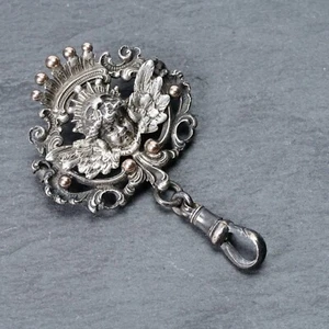 Brosche Engel Putto Historismus Jugendstil München Karl Rothmüller Tracht Silber - Bild 1 von 5