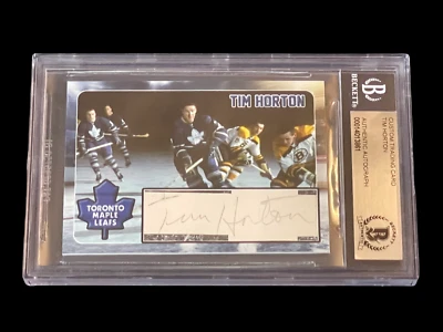 Tim Horton Toronto Maple Leafs HOF Signed Autograph Photo Card Slab JSA BAS COA - Image 1 of 3