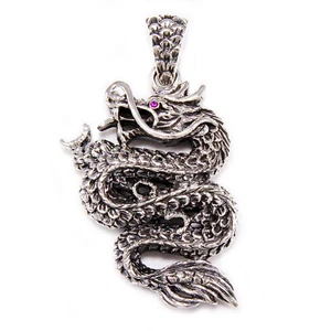 COLGANTE ROCKABILLY GÓTICO MOTOCICLISTA PLATA ESTERLINA 925 OJO CIRCONITA RUBÍ SA-053L - Imagen 1 de 6