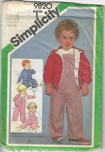 SIMPLICITY 9820 Vintage Sewing Pattern Toddlers' Overalls and Lined Jacket - Picture 1 of 2