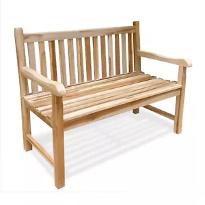 Ławka z drewna tekowego z podłokietnikami - 120 cm - 2 osoby ogród park ławka solidna - Zdjęcie 1 z 6