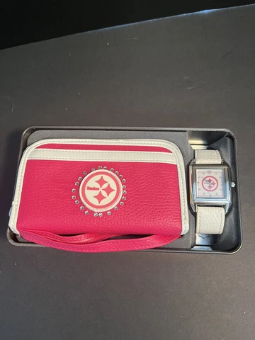 Pittsburgh Steelers NFL Black Watch And Wallet Gift Set Watch Needs New Battery Cover