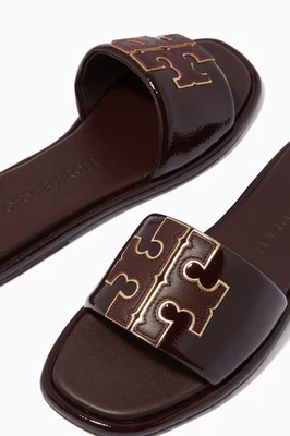 NIB TORY BURCH $200 PLUM/GOLD DOUBLE T SPORT SLIDE SANDAL SHOE/Sz 8.5 - Image 1 of 4