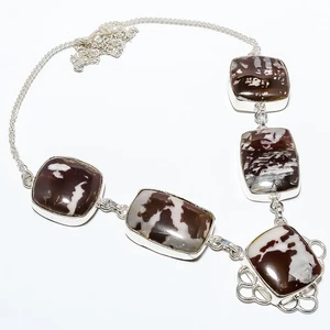 Antiguo collar de tenis hecho a mano de jaspe capuchino natural 17,99" TN7525-364 - Imagen 1 de 3