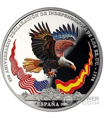 CARLOS III AND GEORGE WASHINGTON Silver Coin 10€ Euro Spain 2025 - Image 1 of 2