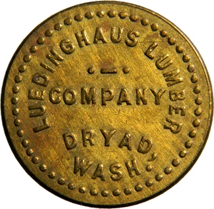 Ficha de madera Dryad WA, Luedinghaus Lumber Co 5¢ (04315) - Imagen 1 de 3