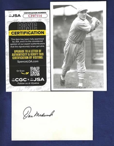 Joe Medwick St Louis Cardinals Baseball HOFer Autographed 3x5 Card JSA & Photo - Picture 1 of 1