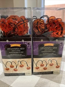 (2) HALLOWEEN String LED PUMPKIN ๐ Fairy LIGHTS 10 Lights 3 Feet Lot of 2 - Picture 1 of 4