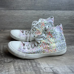 Converse Chuck Taylor All Star High A01594C Womens 11 Shoes White Floral Shoes - Picture 1 of 10