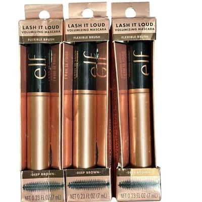 3 Tubes e.l.f. Lash It Loud Mascara Volumizing DEEP BROWN Flexible Brush NEW - Image 1 of 4