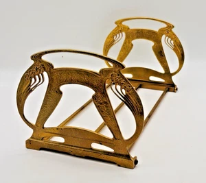Antik/Vintage Jugendstil Messingguss verstellbar/zusammenklappbar Buchstützenhalter - Bild 1 von 5
