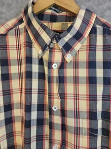 J Peterman Men's L Button Down Long Sleeve Shirt Multi Plaid Seinfeld Button Up - Picture 1 of 10