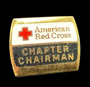 American Red Cross Chapter Chairman Pin Vintage 24k Gold Filled - Picture 1 of 2