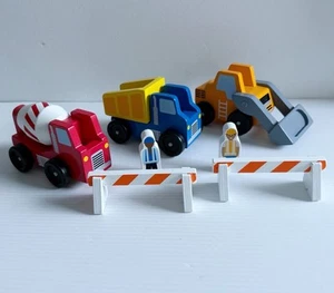 Melissa & Doug Construction Vehicle Set Wooden Toy Toddler Dump Truck Mixer - Picture 1 of 9