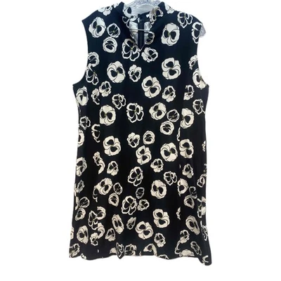 Vestido túnica Joan Vass negro para mujer estampado floral sin mangas XL Foto 1 de 4