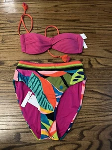 NWT Trina Turk Bikini Rainforest Reversible Hi-Waist Bottom Olympia Top Size 4 - Picture 1 of 3