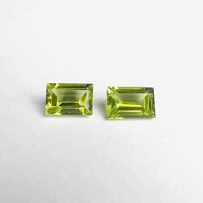 Par de peridoto corte baguette natural suelto de 1,50 CTW 6,18x4,25x2,95 mm extraído a tierra  Foto 1 de 4